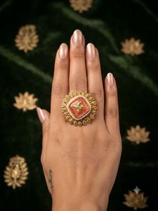 Exquisite Vintage Coral &amp; Pearl Ring