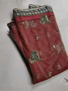 Beautiful Teal and Maroon Saree