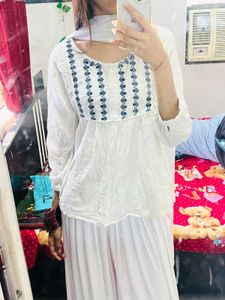Boho White Embroidered Kurta