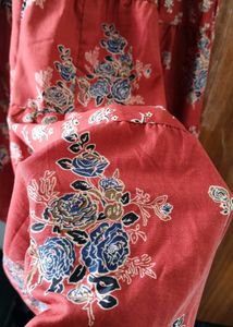 Tiered Floral Print Cotton Kurta