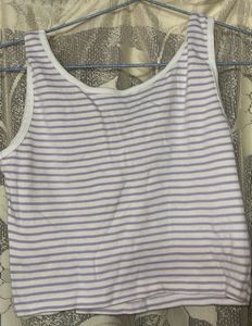 Striped V-Neck Crop Tank Top