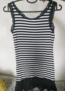 Striped Lace Trim Tank Top