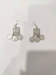 Bohemian silver drop earrings