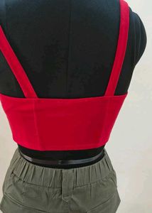 Red Corset Style Crop Top