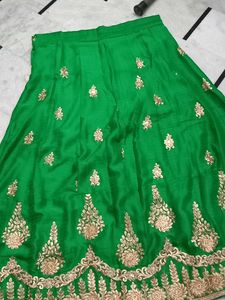 Emerald Green Embroidered Lehenga Skirt