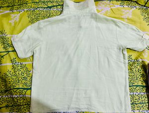 Light Green Button-Up Short Sleeve Top