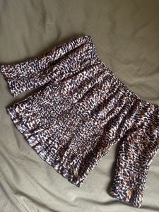 Leopard Print Smocked Off-Shoulder Top