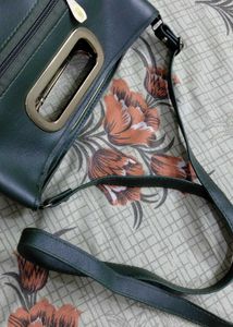 Stylish Dark Green Studded Handbag