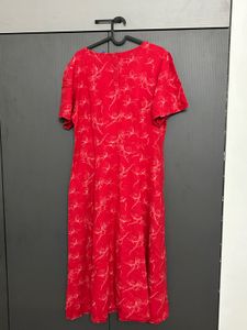 Red Floral Print Midi Dress