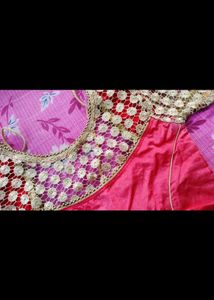 Designer Pink &amp; Gold Lace Blouse