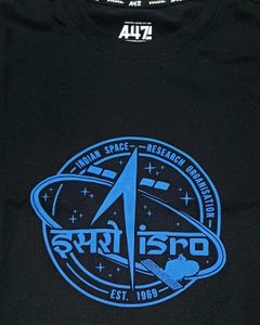 🚀 ISRO Graphic Jet Black T-Shirt 🚀