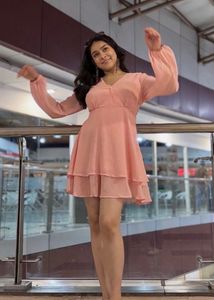 Chic Pink Ruffled Mini Dress