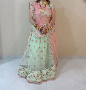 Elegant Mint Green Lehenga Choli Set
