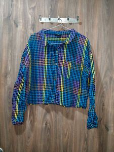 Vibrant Plaid Cropped Shirt