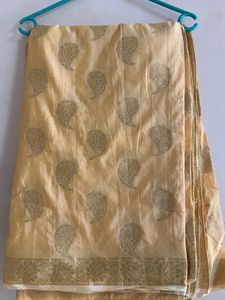 Beige Saree  Zari Border ( with blouse)