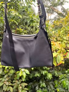 Black Leather Crossbody Bag with adjustable strap