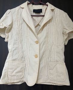 Chic Cream Corduroy Button-Up Top