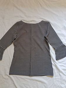 Chic Black and White Gingham Bell Sleeve Top
