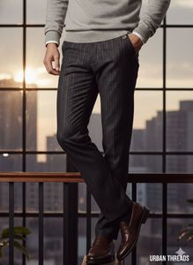 Vintage Dark Wash Pinstripe Denim Trousers – Slim