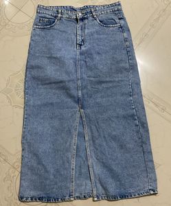 Blue Denim Midi Skirt