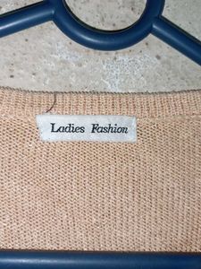 Ladies Fashion Peach Button-Down Cardigan