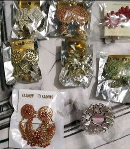 Earings (10 Pair) Ring Big (1) Combo