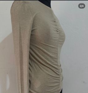 MANGO Ruched Long Sleeve Top
