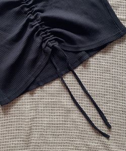 Chic Black Ruched V-Neck Top