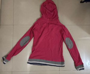 Pink Hoodie with Grey Lining