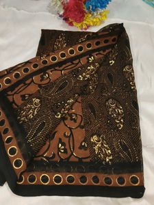 Elegant Brown Floral Print Saree with blouse