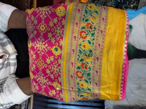 Pink Patola Silk Fabric