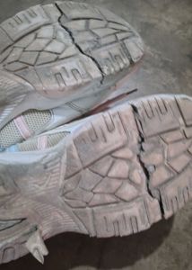 Women's White &amp; Pink Athletic Sneakers