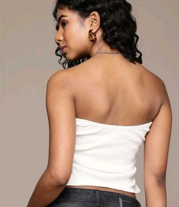 White Ruched Tube Top