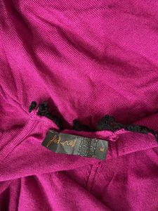 Magenta Lace Trim Top