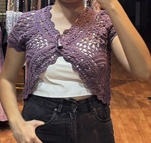 Mango crochet purple shrug