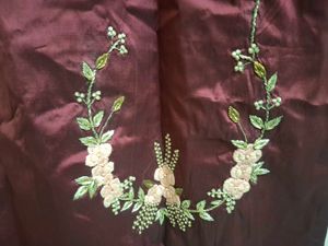 Maroon Embroidered Silk Kurta zardozi