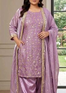 3xl Lavender Embroidered Kurta Set