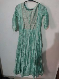 flarred Stunning Teal Kurta with Sequins