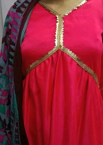 Vibrant Pink alia cut Kurta Set with Dupatta