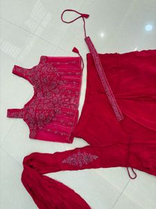 ready to wear saree corset Embellished Hot Pink