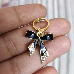Black Bow Drop Earrings
