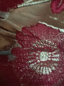 Elegant Gold and Red Floral Saree