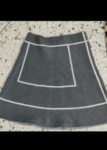 Chic Grey A-Line Mini Skirt with Contrast Trim