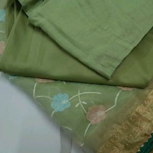 Green saree blouse with petticoat