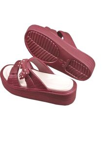 Chic Maroon Bow Slides