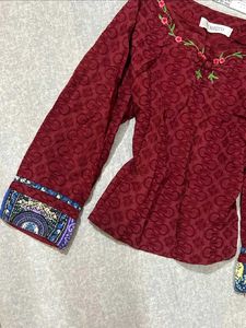 Maroon Cheongsam Knot Kurti