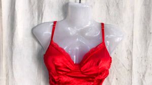 Satin Lace Trim Ruched Crop Top