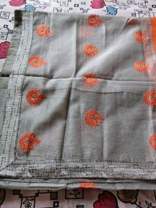 Beautiful Supernet Orange &amp; Grey Saree🧡🩶