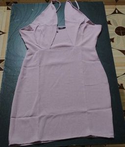 Shein Elegant Lilac Halter Neck Front Cut-Out Mini