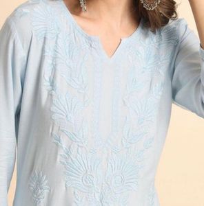 Elegant Light Blue Embroidered Kurta